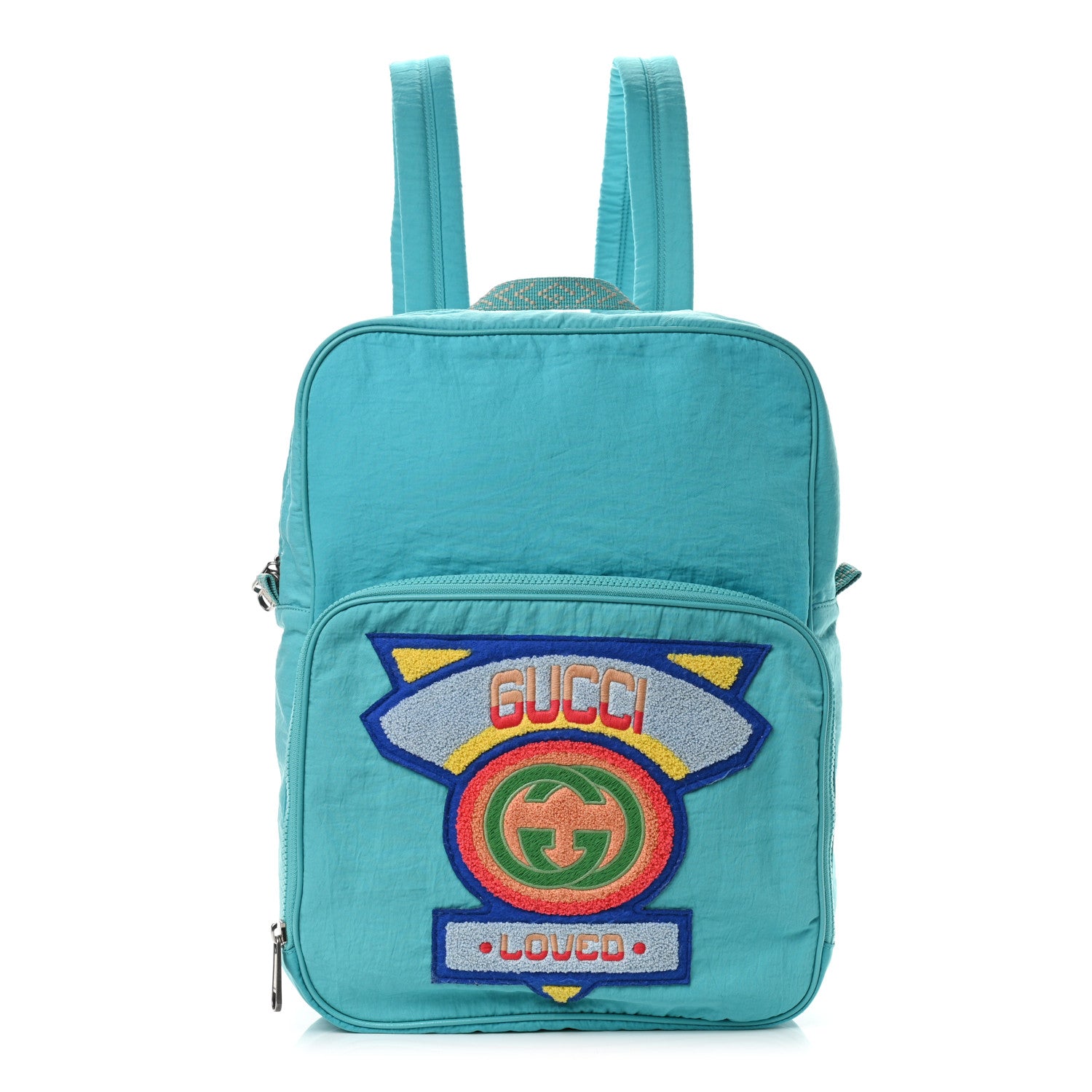 Gucci Nylon Twill 80s Logo Patch Backpack Lago 1 of 10