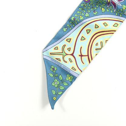 Hermes Silk L'Arbre De Vie Twilly Canard Fuchsia Vert 3 of 3