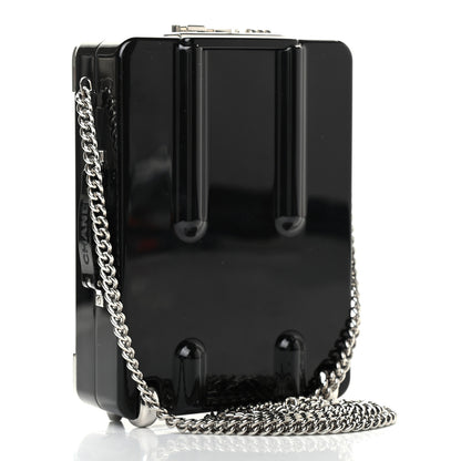 Chanel Plexiglass Metallic Lambskin Evening In The Air Mini Trolley Minaudiere Clutch Black Silver 3 of 9