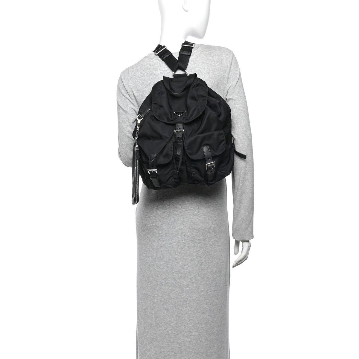 Re-Nylon Saffiano Medium Backpack Black
