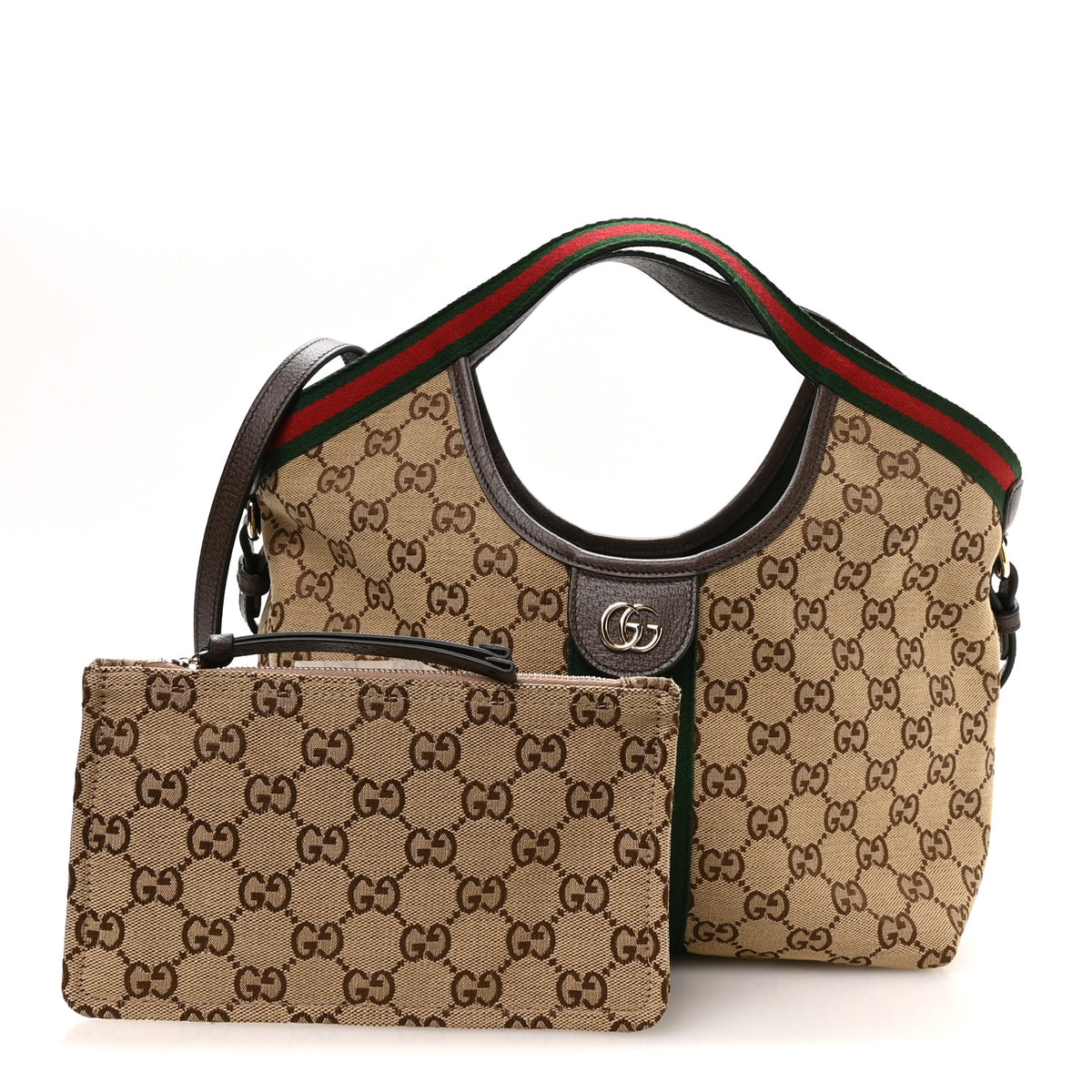 Monogram Web Small Giglio Tote Beige Dark Brown