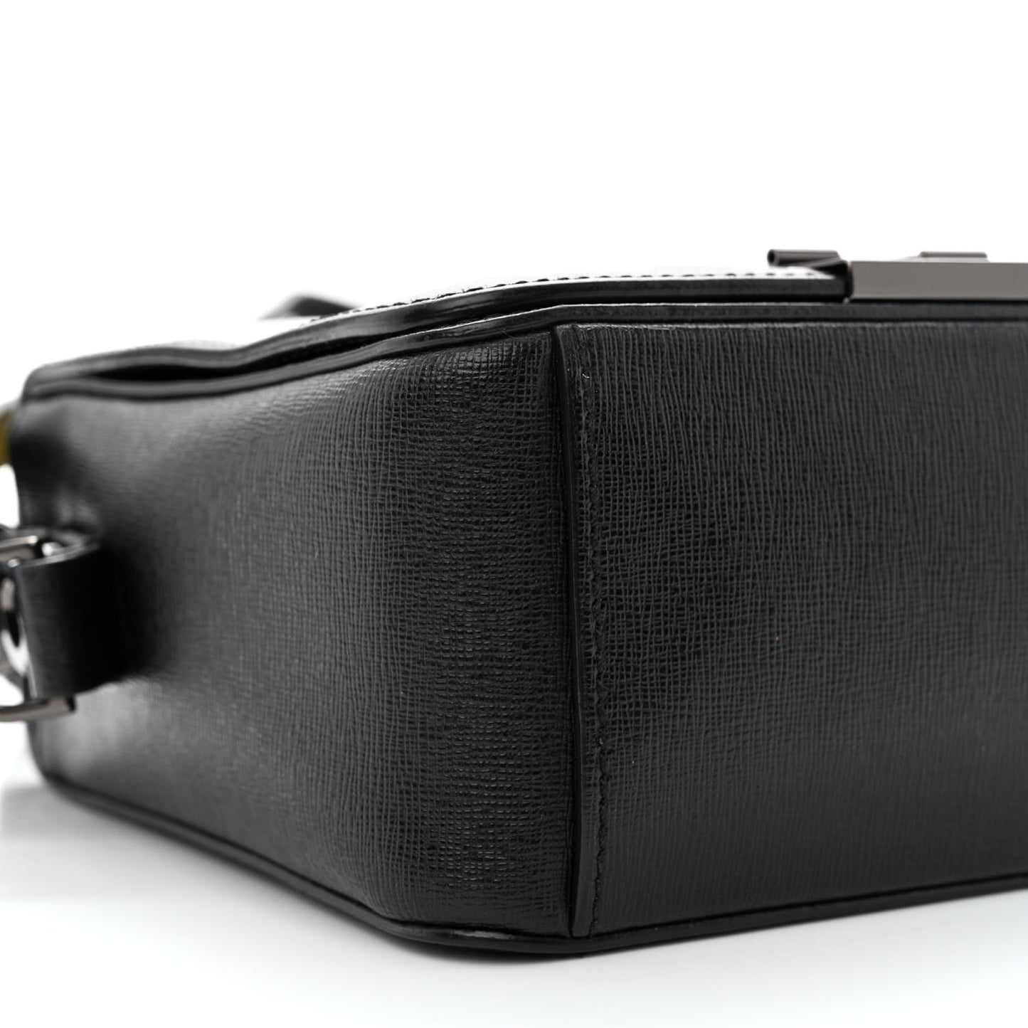 Calfskin Diag Flap Bag Black White