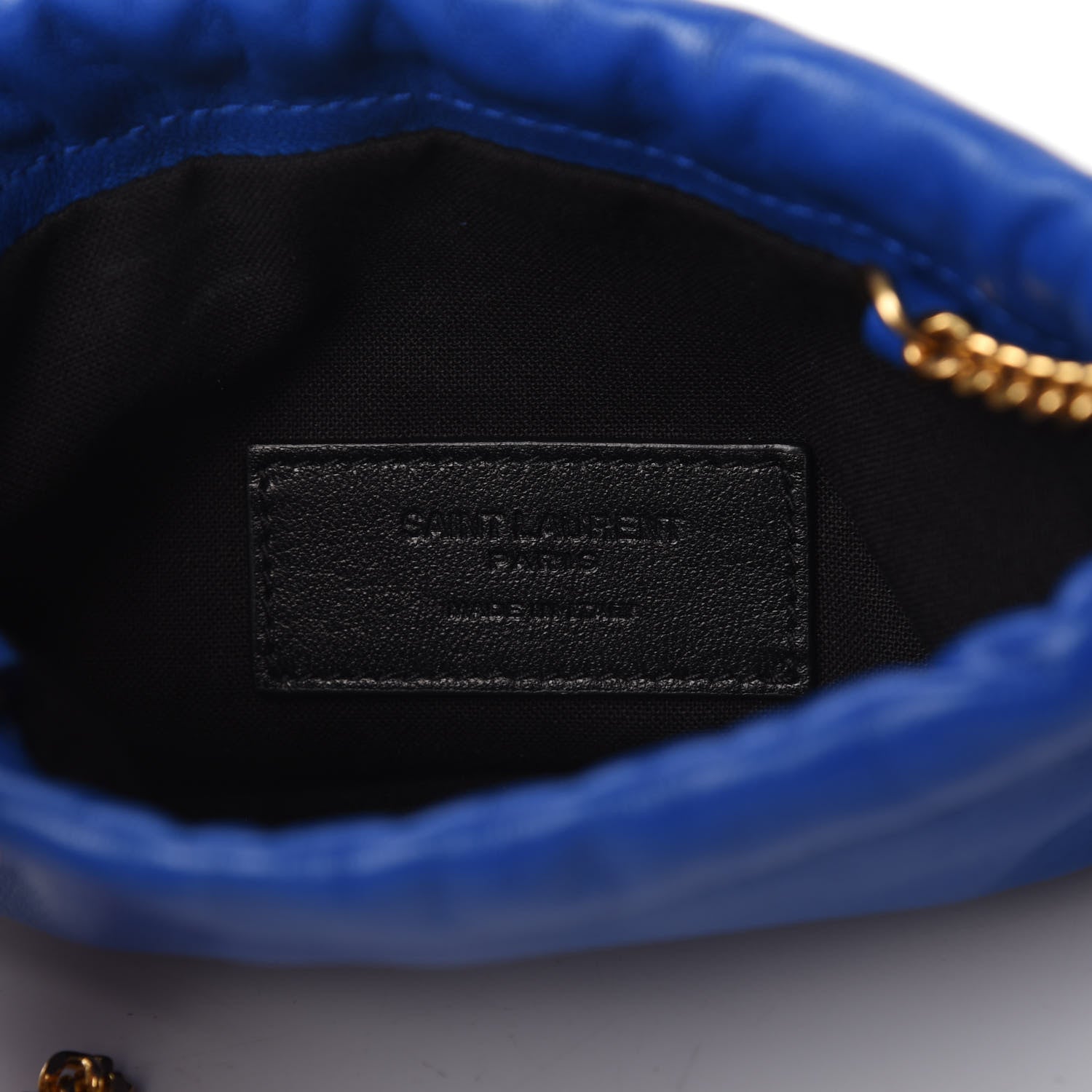 Saint Laurent Lambskin Paris Drawstring Pouch Bleu Majorelle 8 of 11
