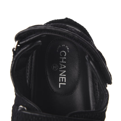 Chanel Fabric Velcro Dad Sandals 36 Black 9 of 12