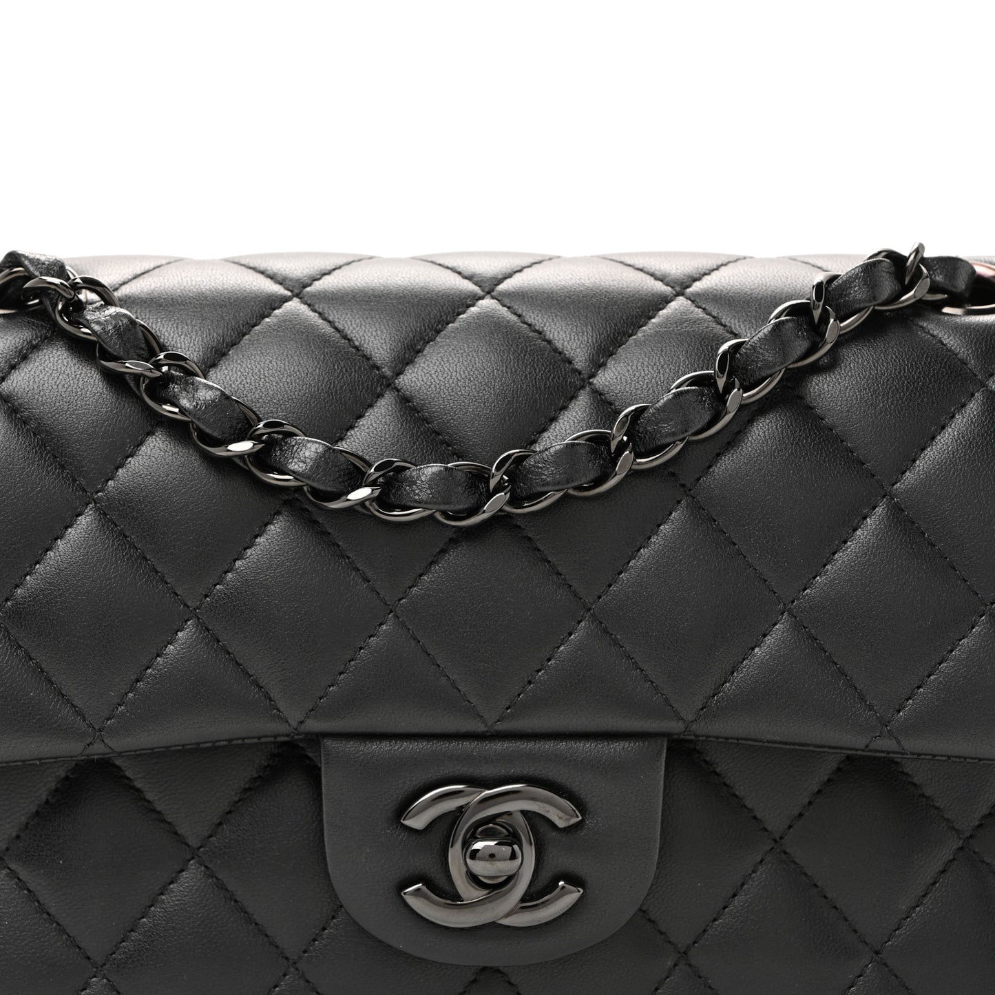 Lambskin Quilted Small Double Flap So Black