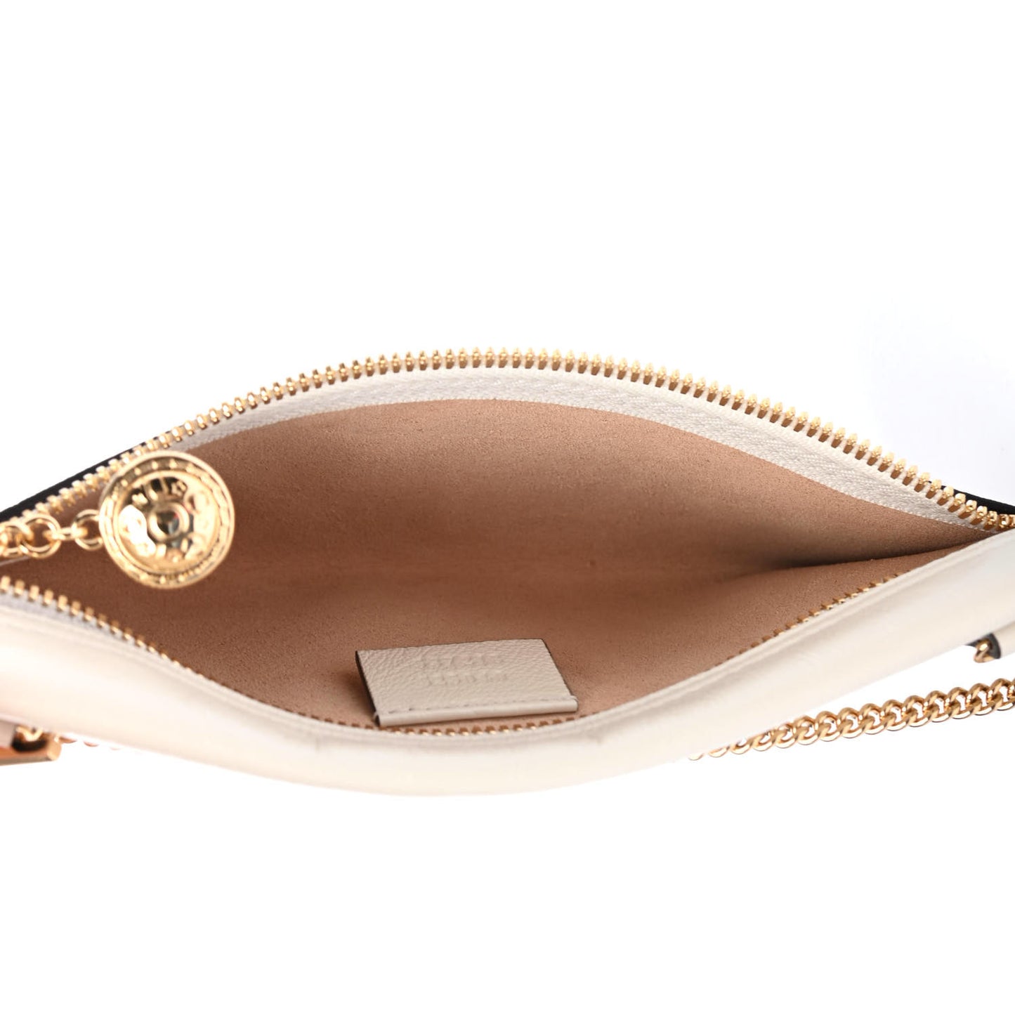 Calfskin Rajah Zip Chain Pouch White