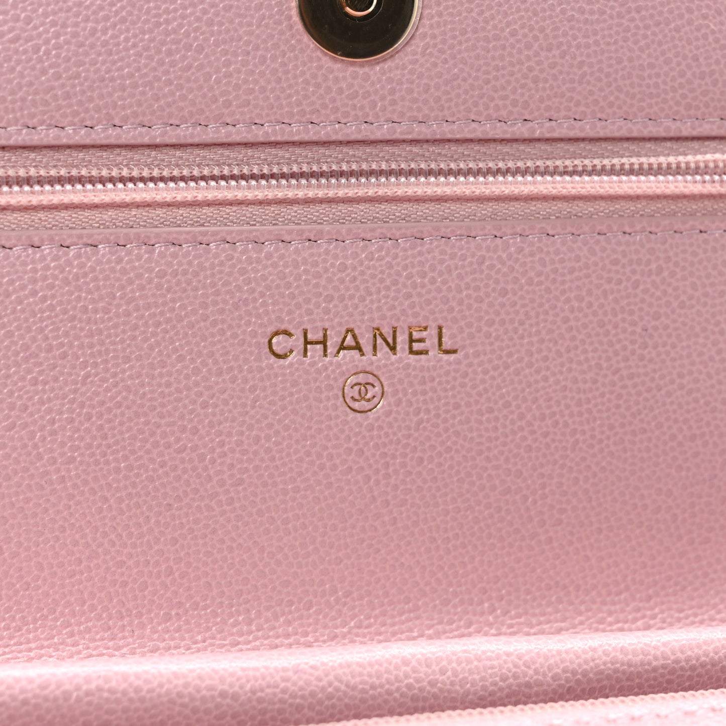 Caviar Quilted Studded CC Wallet on Chain WOC Light Pink