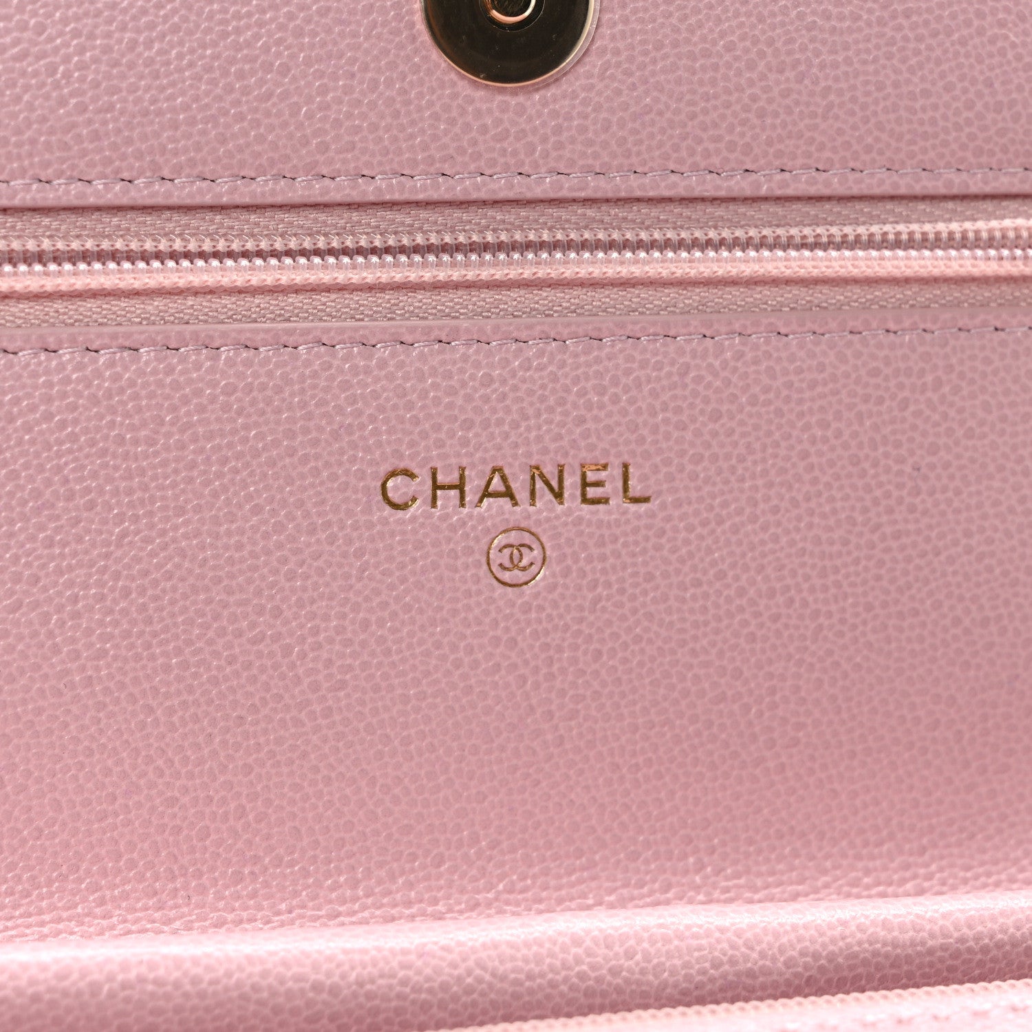 Chanel Caviar Quilted Studded CC Wallet on Chain WOC Light Pink 6 of 11