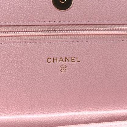 Chanel Caviar Quilted Studded CC Wallet on Chain WOC Light Pink 6 of 11
