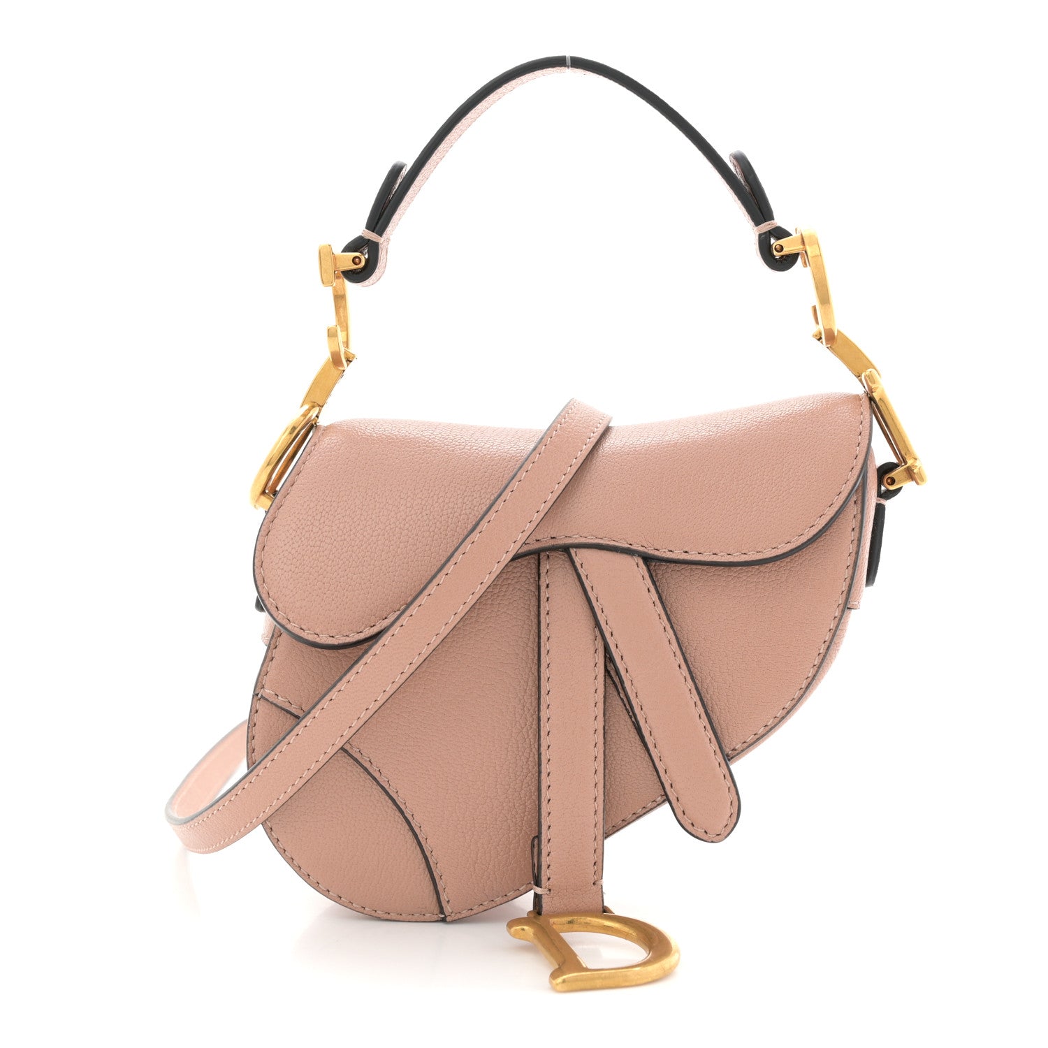 Christian Dior Goatskin Micro Saddle Bag Rose Des Vent 1835993