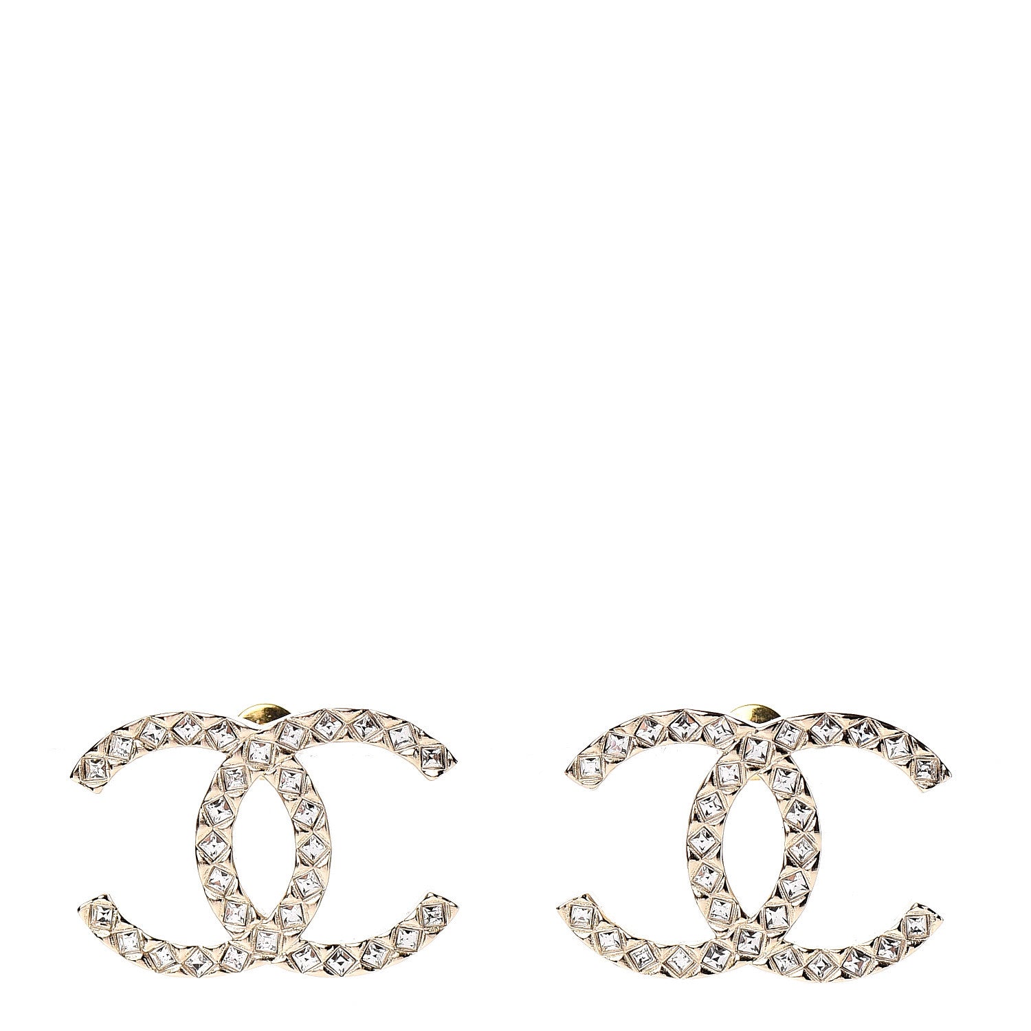 Chanel Baguette Crystal High Society CC Earrings Gold 1 of 3