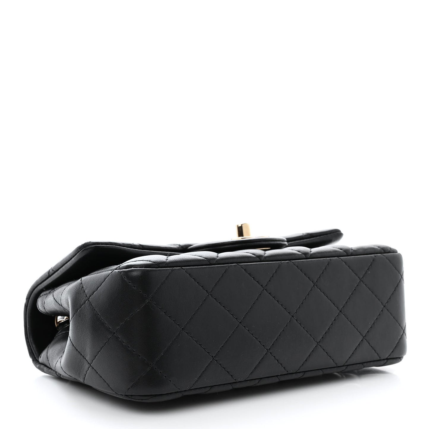 Lambskin Quilted Mini Rectangular Flap Black
