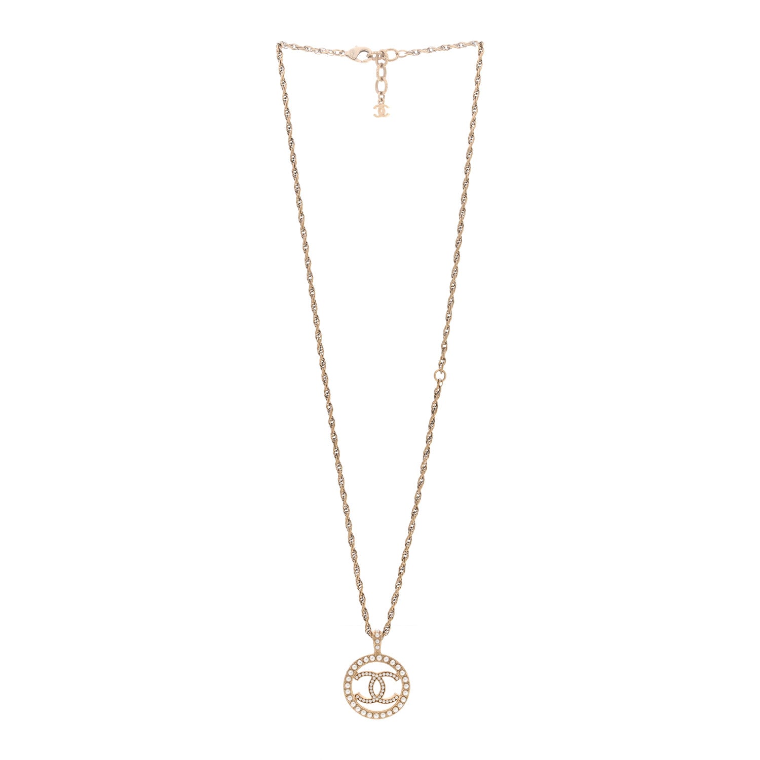 Chanel Pearl CC Round Pendant Necklace Gold 3 of 4