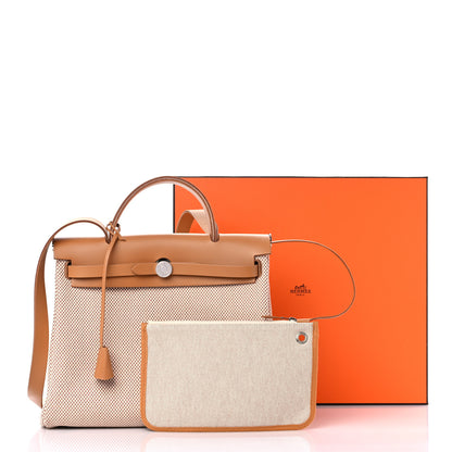 Hermes Vache Hunter Criss Viking Herbag Zip Retourne 31 PM Ecru Beige Naturel 11 of 11