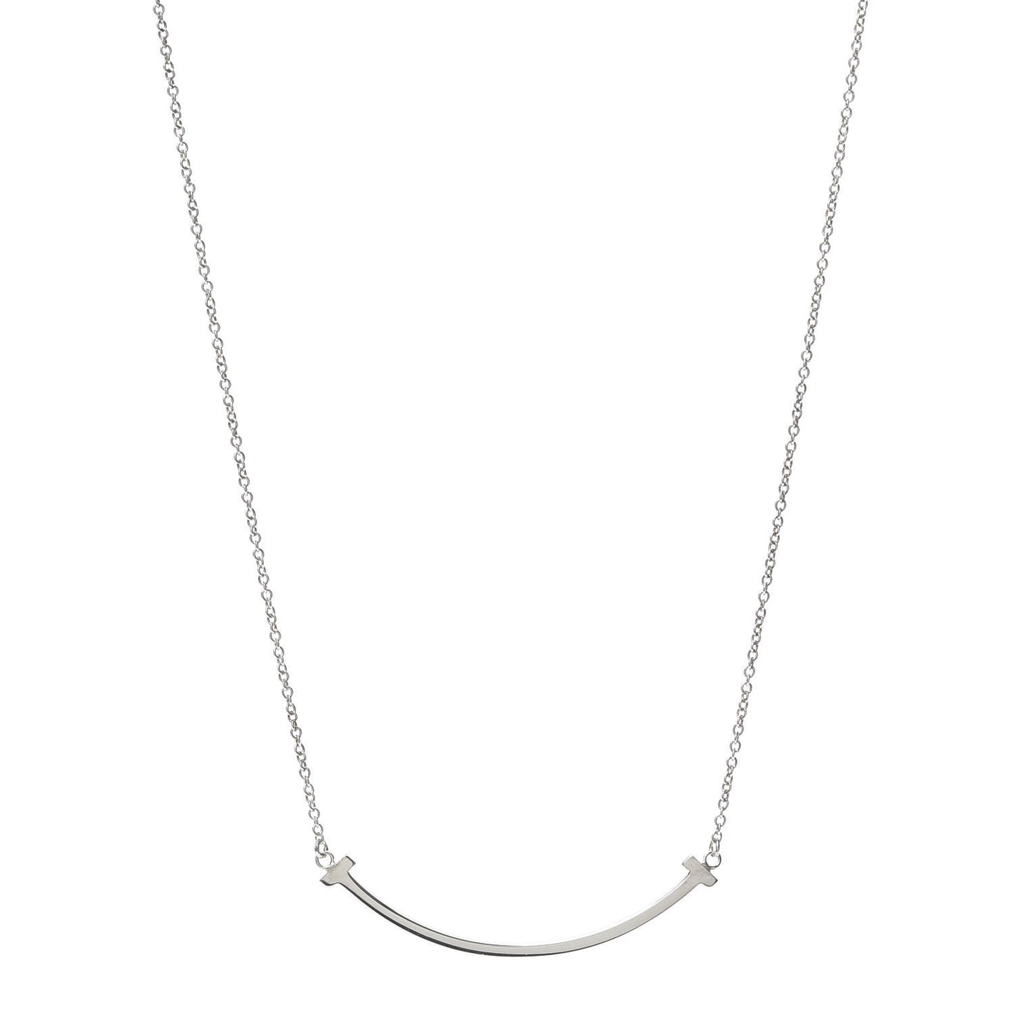 Sterling Silver Small T Smile Pendant Necklace