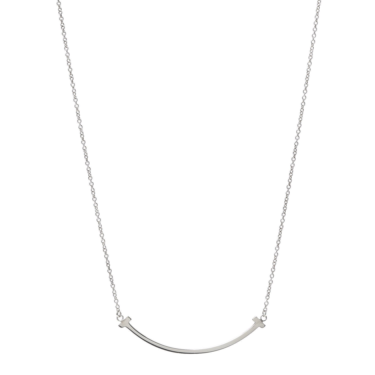 Tiffany Sterling Silver Small T Smile Pendant Necklace 1 of 5