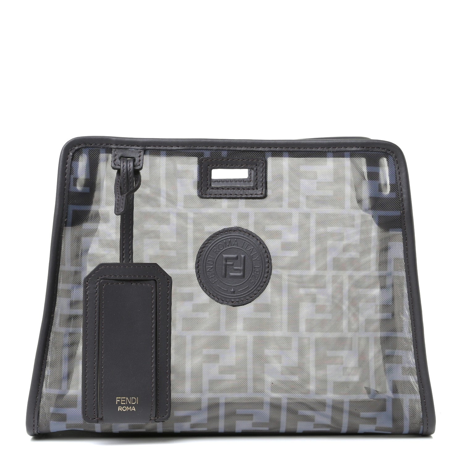 Fendi Mesh Vitello Century FF 1974 Mini Peekaboo Defender Cover Azzurro Black Ebano 1 of 4