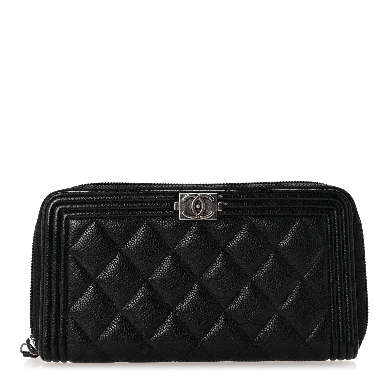 Chanel Caviar Quilted Boy Long Zip Around Wallet Black 1 of 8