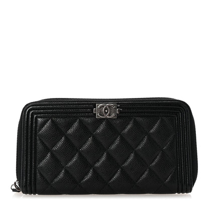Chanel Caviar Quilted Boy Long Zip Around Wallet Black 1 of 8