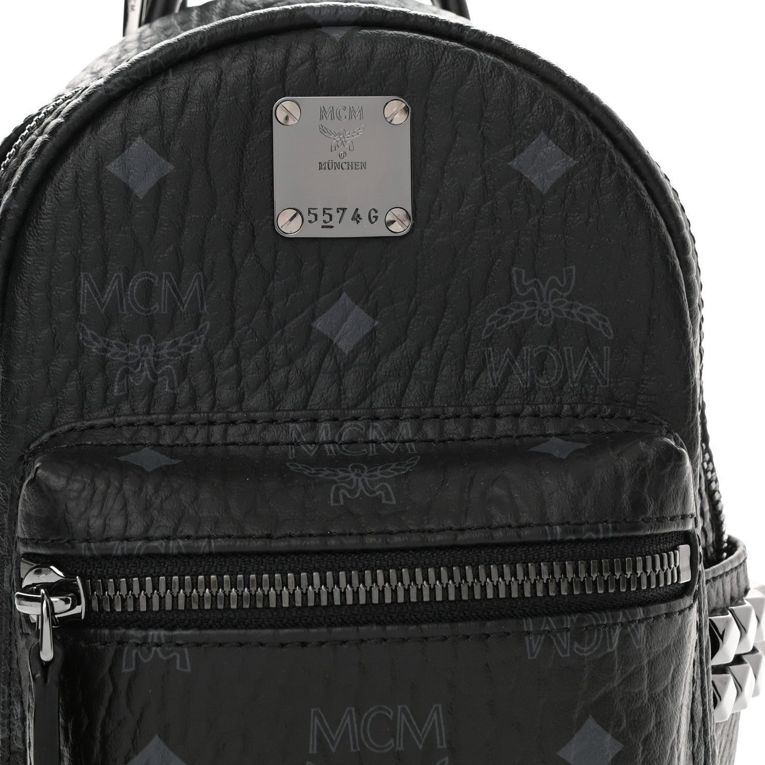 MCM Visetos Side Stud X-Mini Stark Bebe Boo Backpack Black 7 of 9