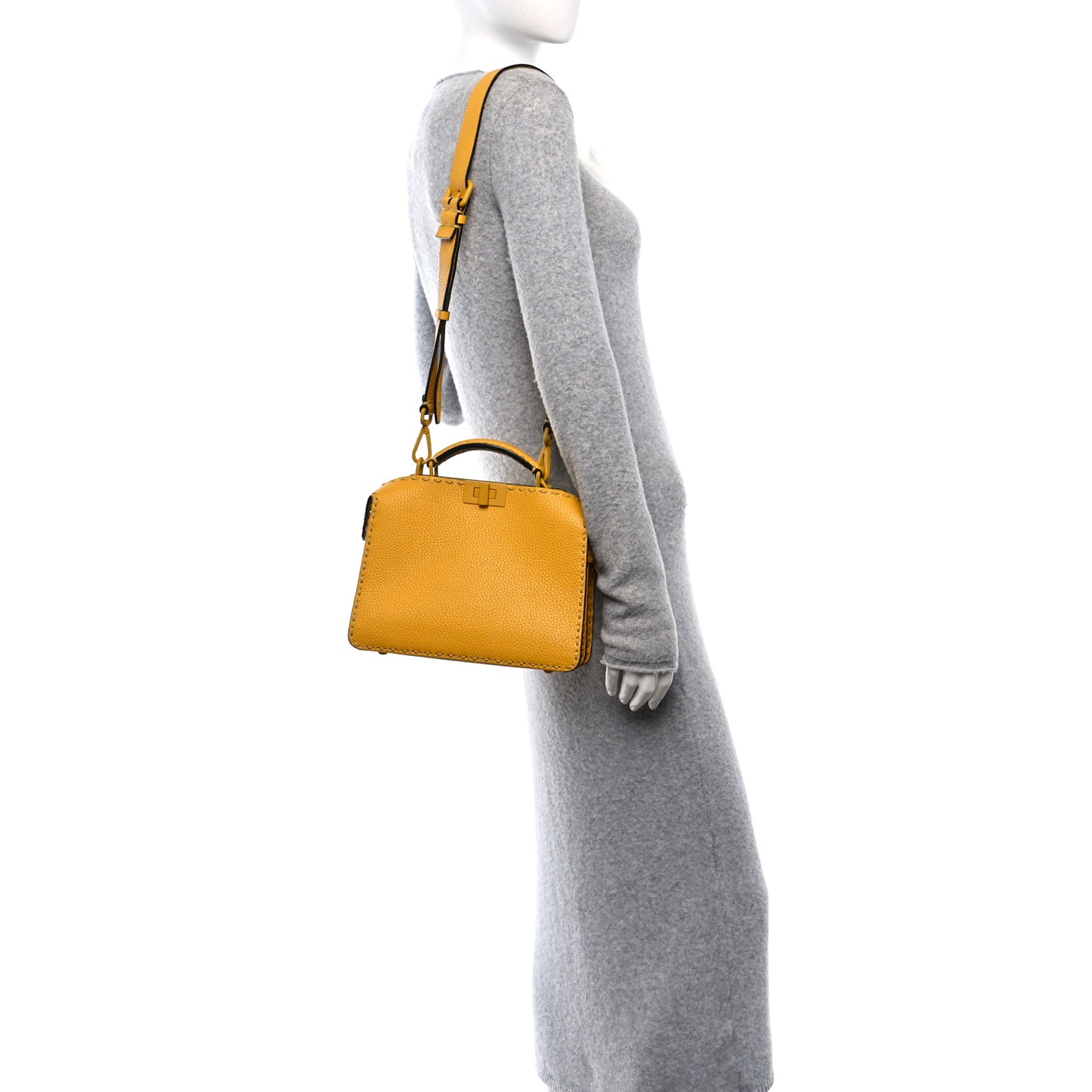 Cuoio Romano Vitello Cover Sellerissima Monochrome Mini Peekaboo I SEE U Satchel Sunflower