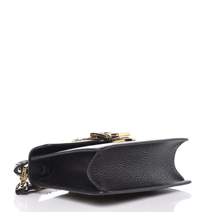 Gucci Textured Calfskin Bee Star Print Mini Sylvie Top Handle Bag Black 4 of 9