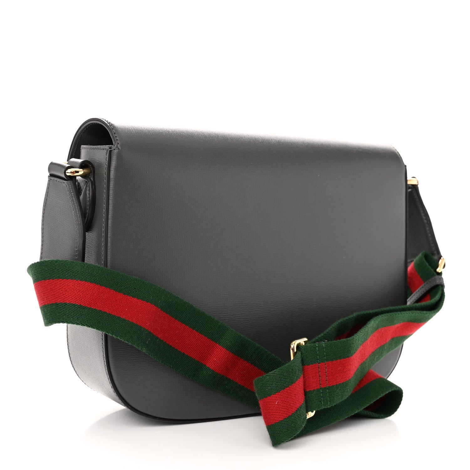 Gucci Azalea Calfskin Web Horsebit 1955 Shoulder Bag Graphite Grey 3 of 9