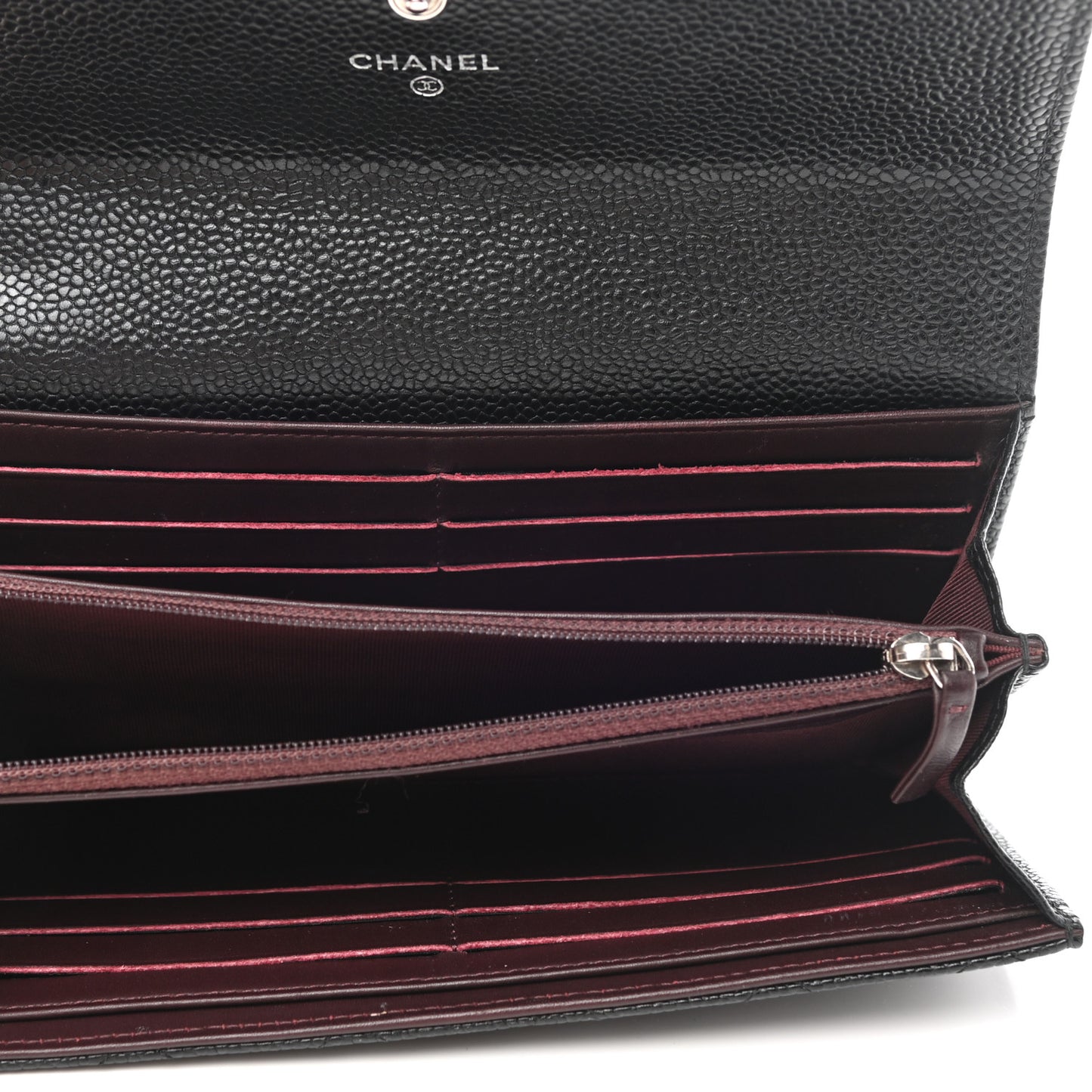 Caviar Quilted Large Gusset Flap Wallet Black