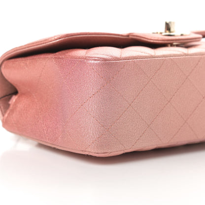 Chanel Metallic Lambskin Quilted Ombre Mini Rectangular Flap Pink 9 of 10
