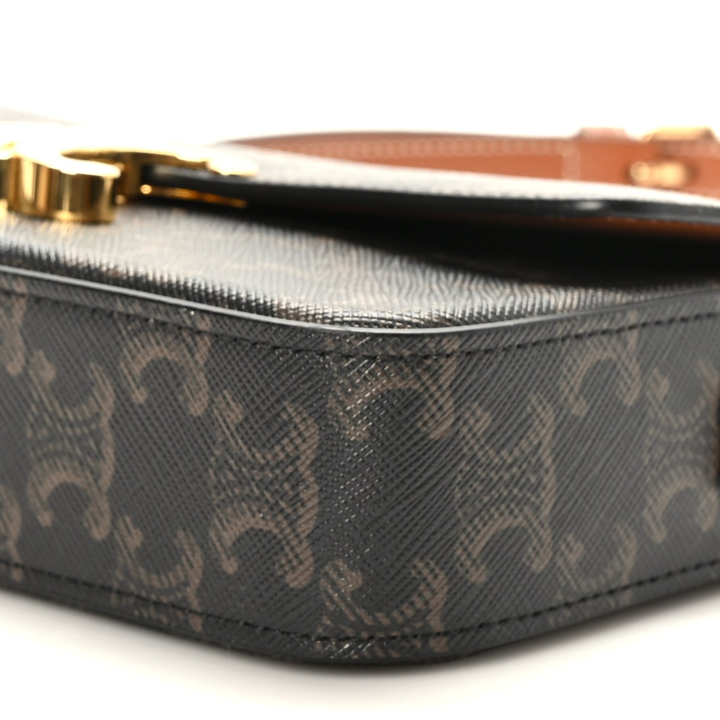 Canvas Calfskin Triomphe Shoulder Bag Tan