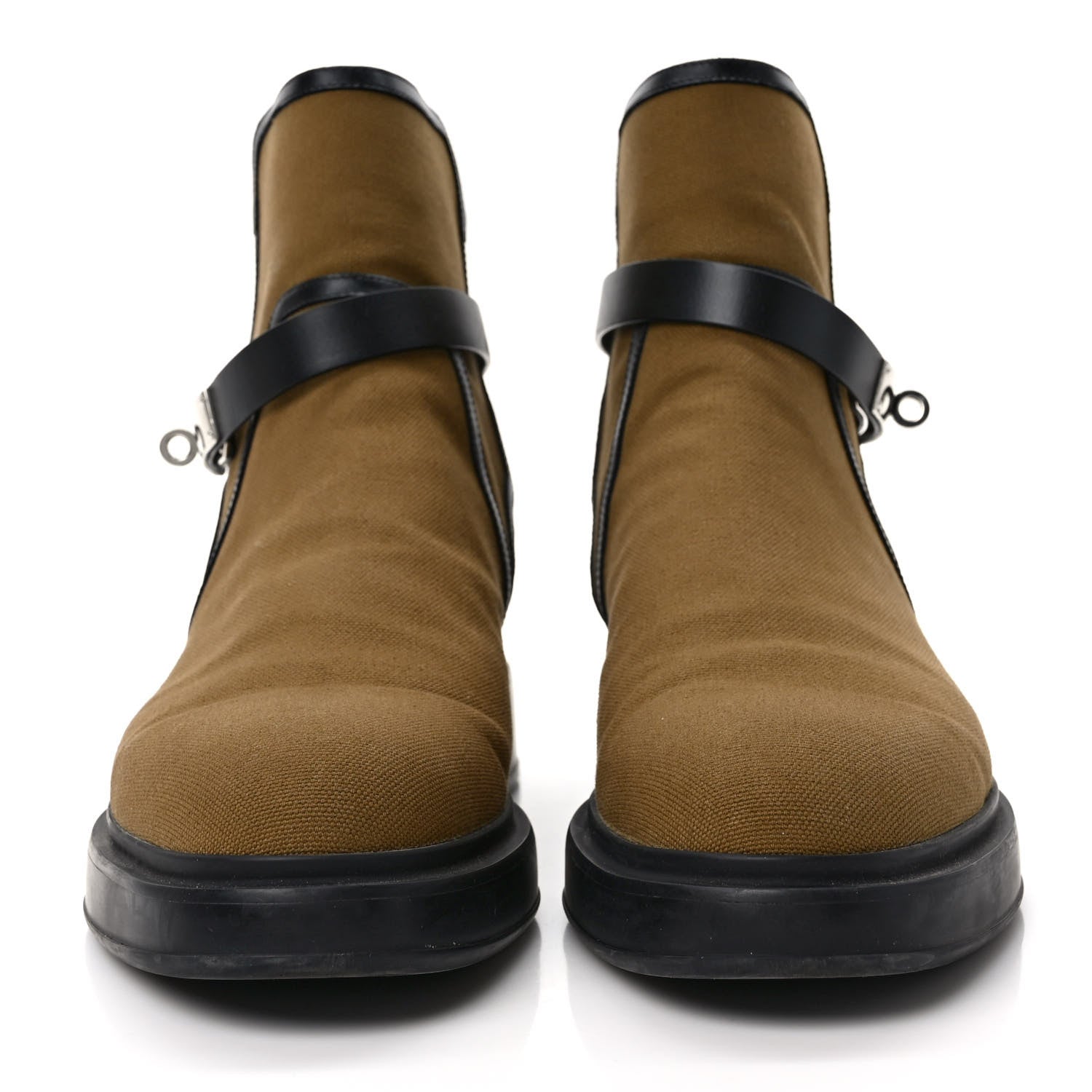 Hermes Canvas Veo Ankle Boots 42 Kaki Black 2 of 8