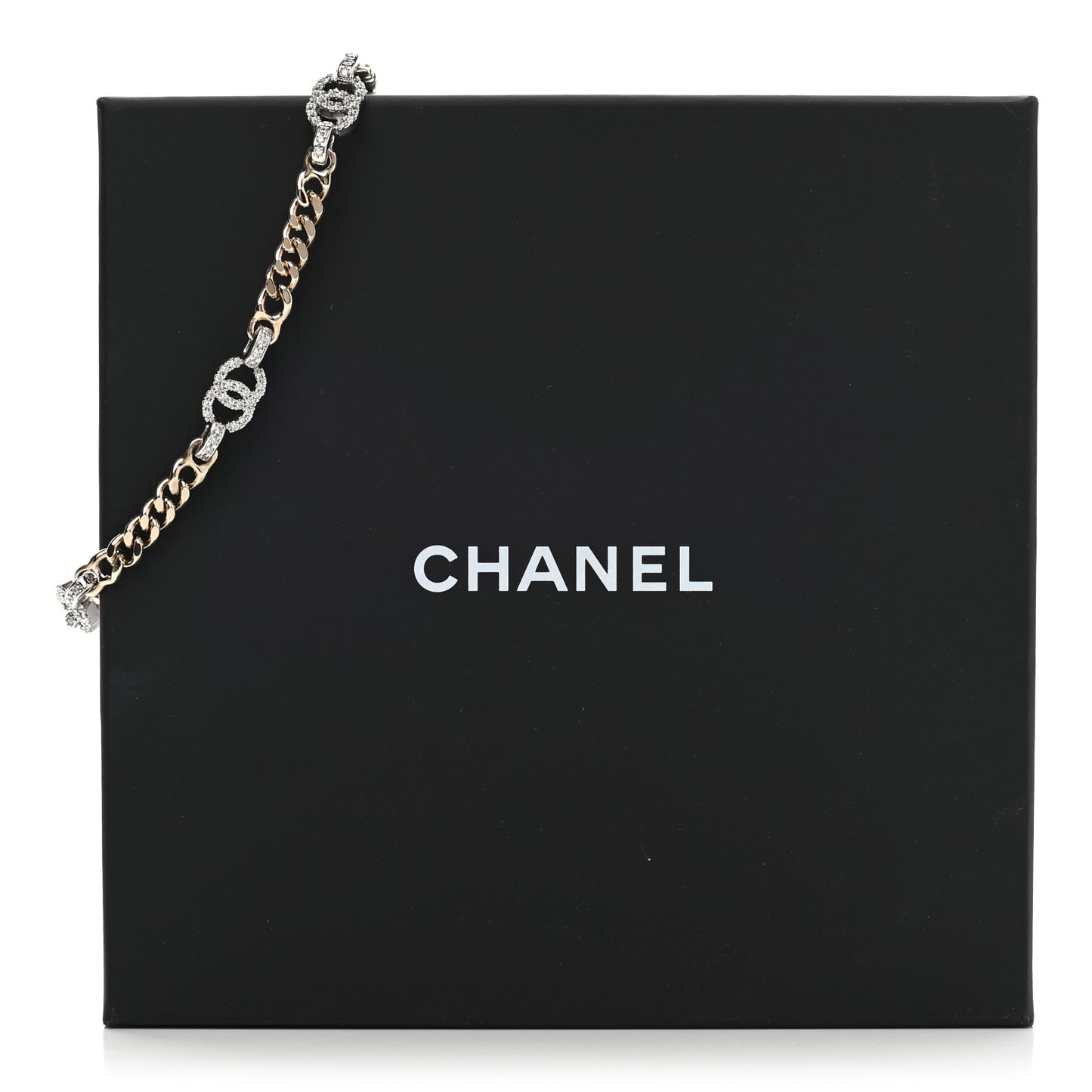 Crystal Chain CC Link Choker Gold Silver