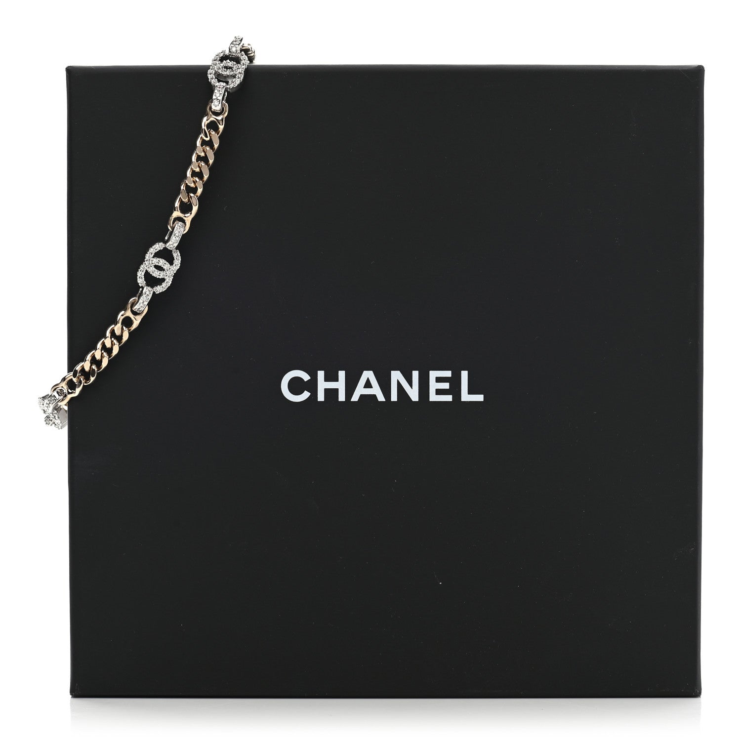 Chanel Crystal Chain CC Link Choker Gold Silver 6 of 6