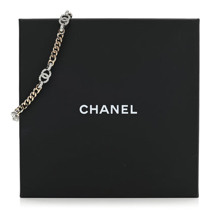 Chanel Crystal Chain CC Link Choker Gold Silver 6 of 6