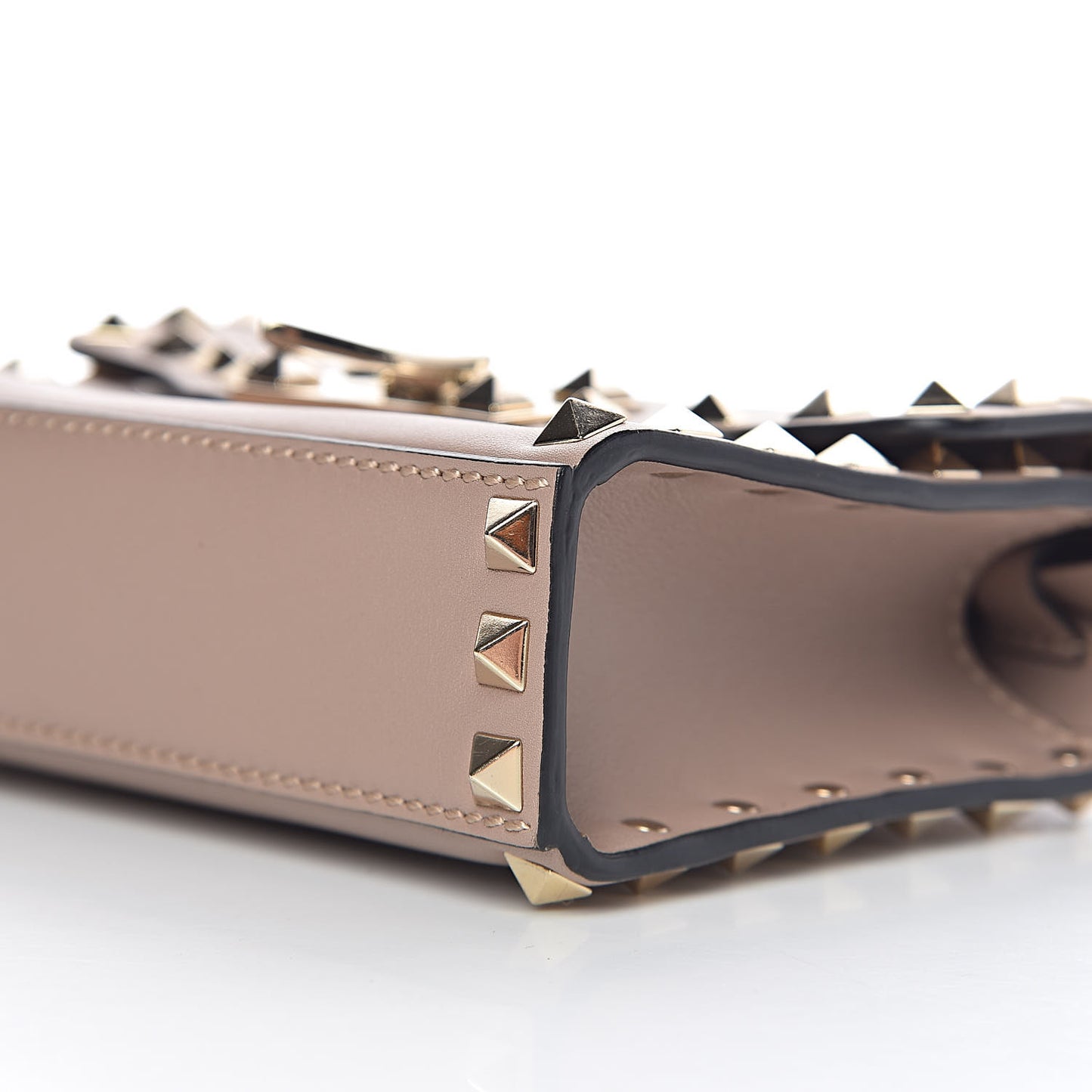 Vitello Mini Rockstud Flip Lock Crossbody Bag Poudre