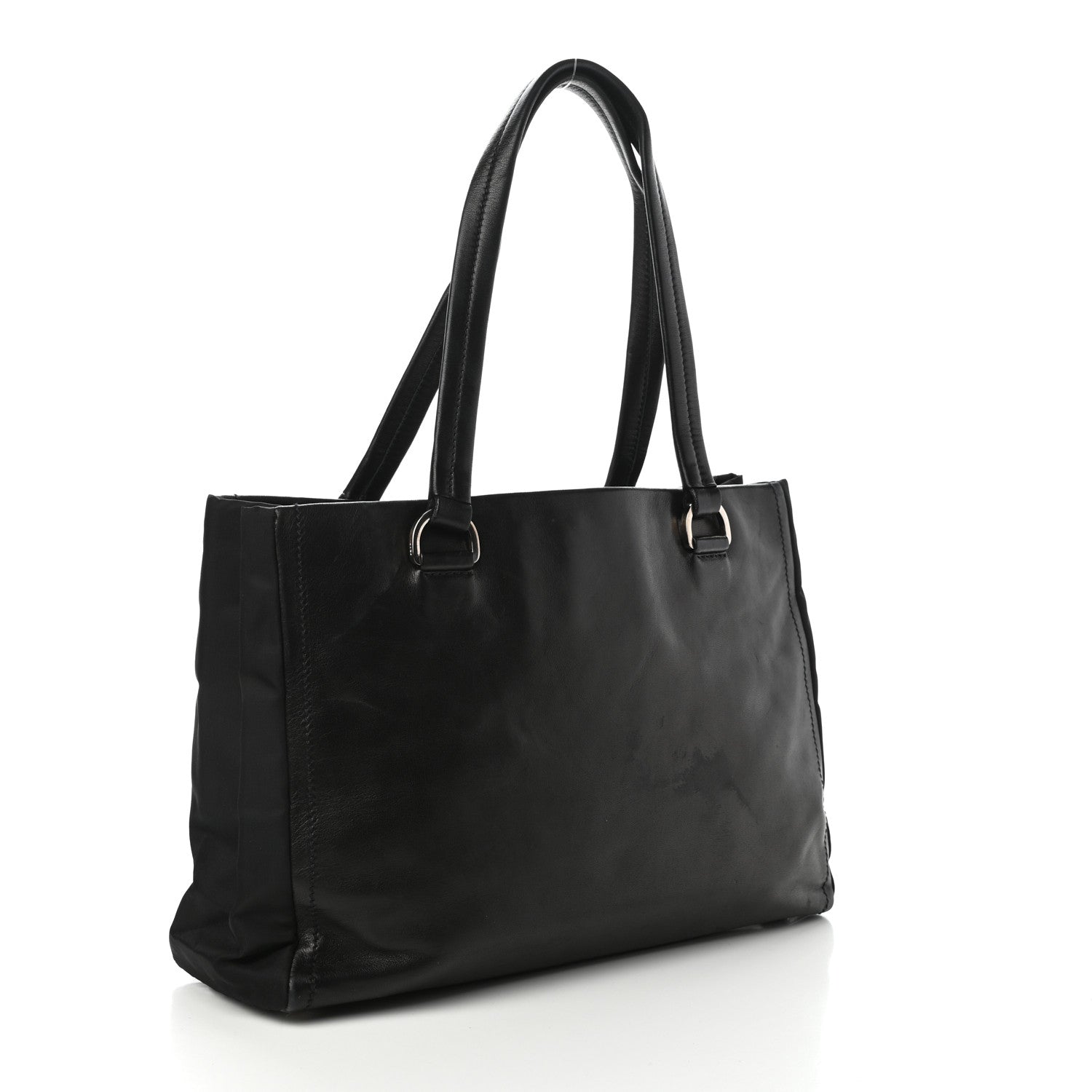 Prada Soft Calf Shopping Tote Black 3 of 9