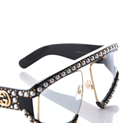 Gucci Acetate Pearl Rectangular Frame Sunglasses GG0234S Black 6 of 8