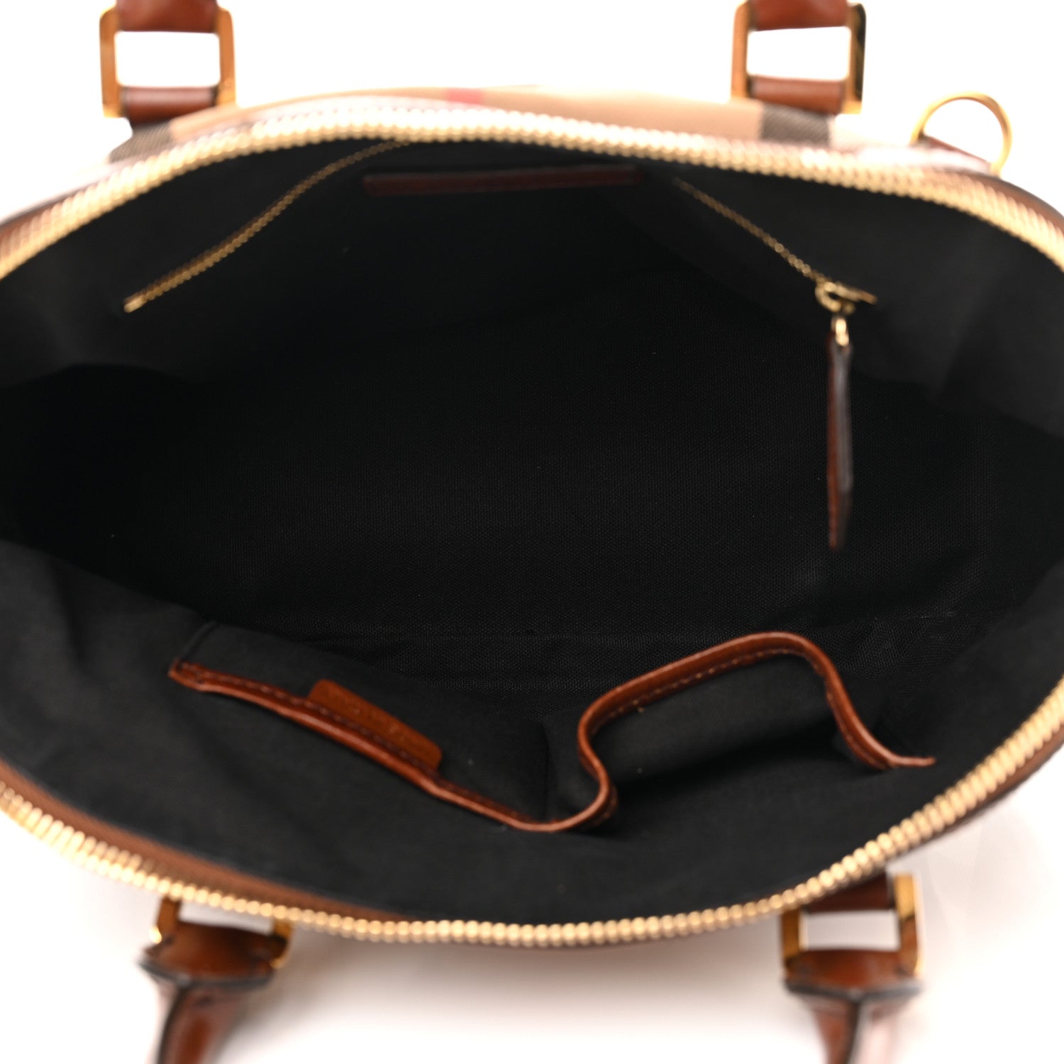 Burberry Bridle Calfskin House Check Small Orchard Bowling Bag Dark Tan 8 of 20