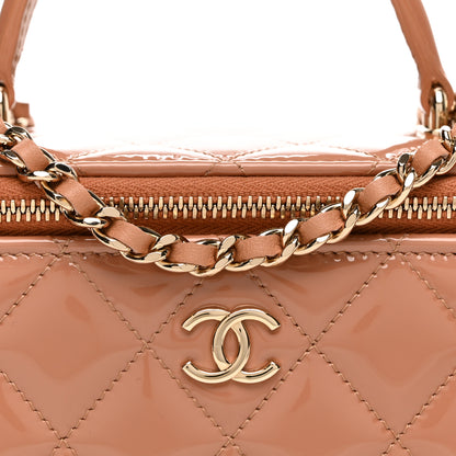 Chanel Patent Quilted Pick Me Up Vanity Case Dark Beige 8 of 10