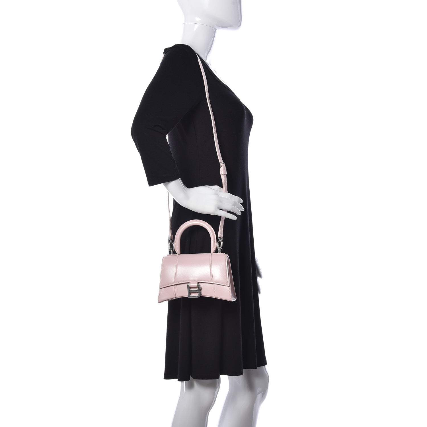 Balenciaga Shiny Box Calfskin Hourglass Top Handle Bag XS Light Rose 2 of 8
