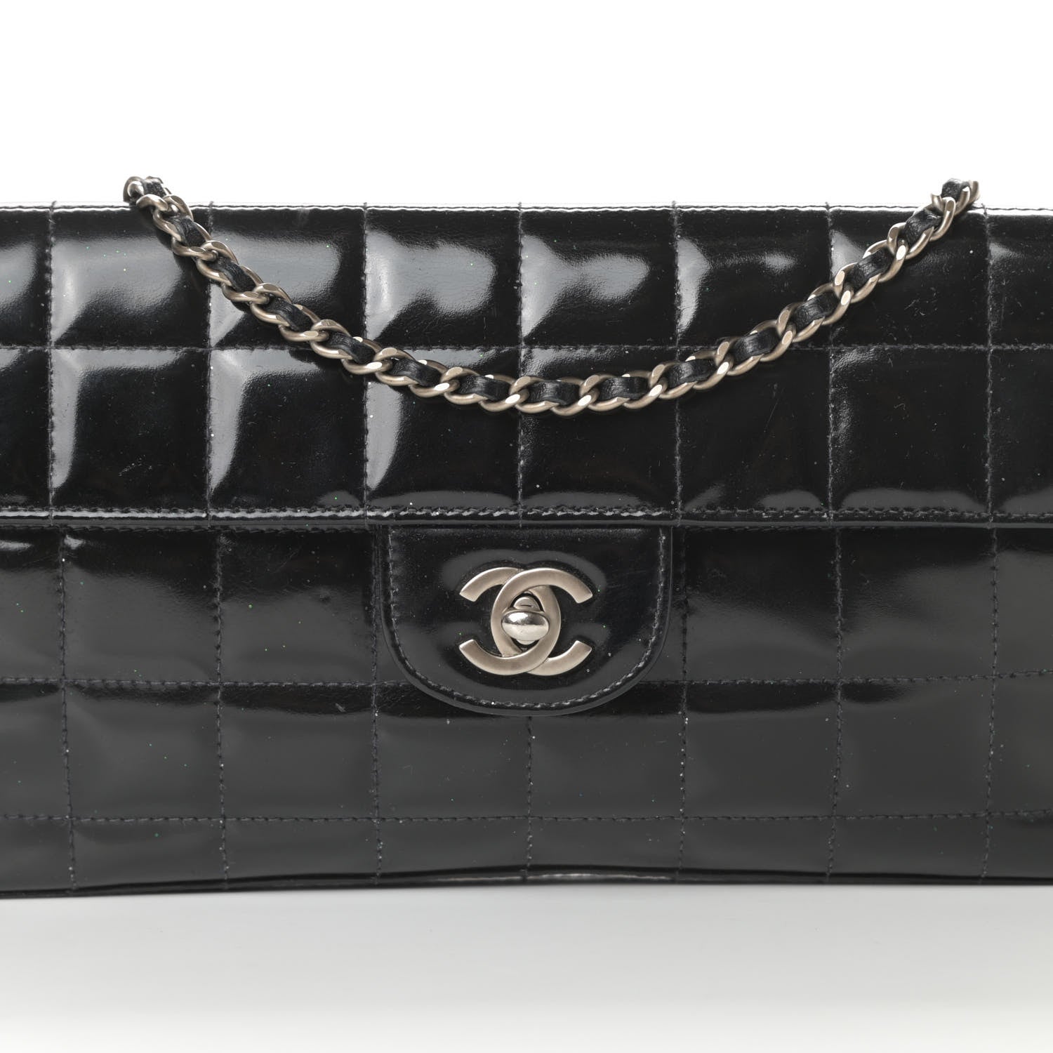 Chanel Patent Quilted East West Chocolate Bar Flap Black 9 of 14