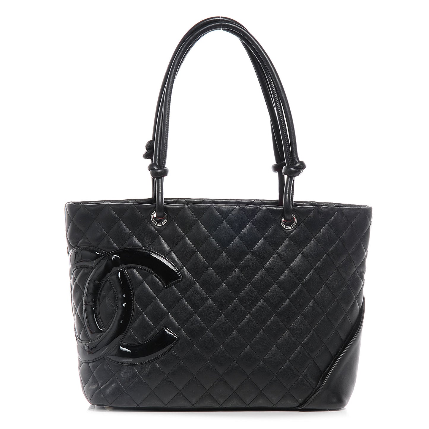 Calfskin Quilted Large Cambon Tote Black
