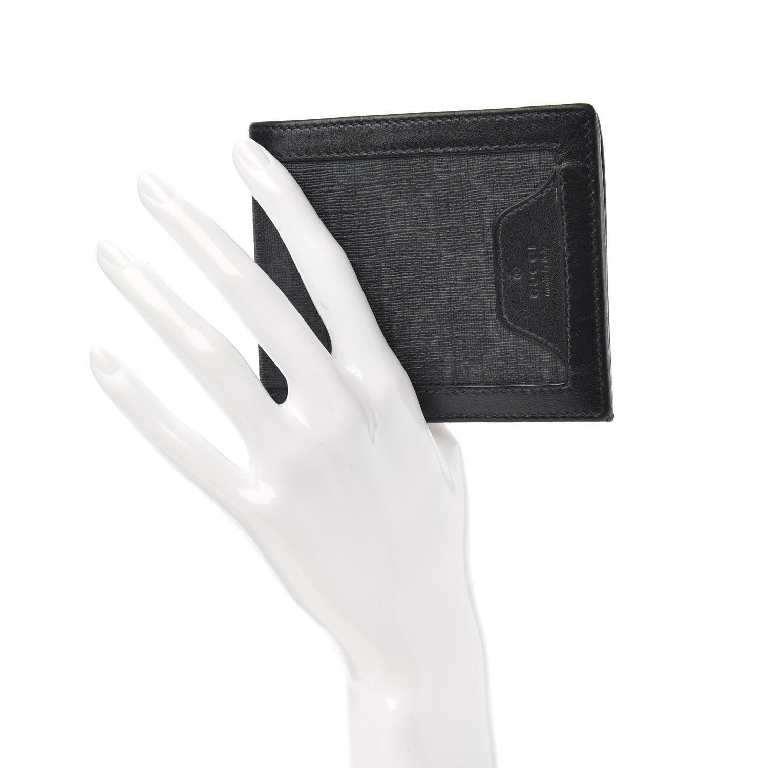 Gucci GG Supreme Monogram Bi-Fold Wallet Black Grey 2 of 10