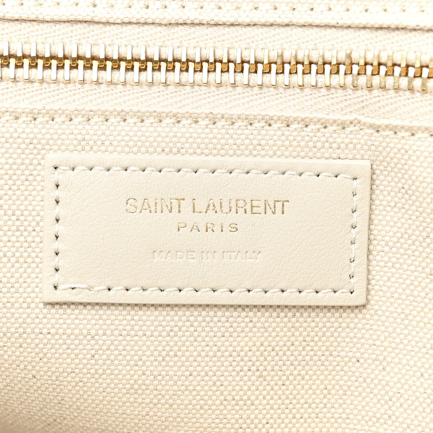 Saint Laurent Linen Calfskin Small Rive Gauche Tote Military Green Blanc Vintage 6 of 10