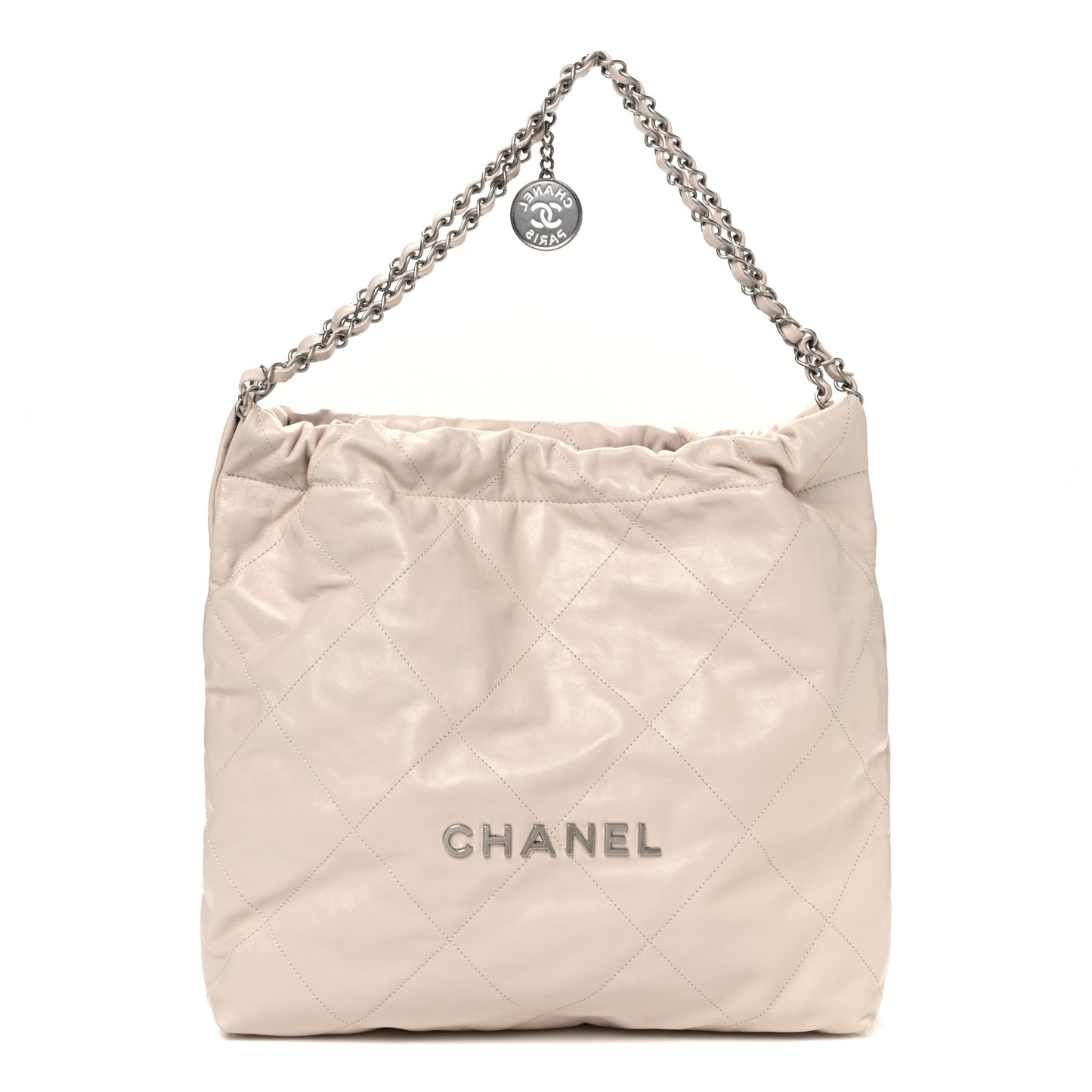 Shiny Calfskin Quilted Chanel 22 Ecru