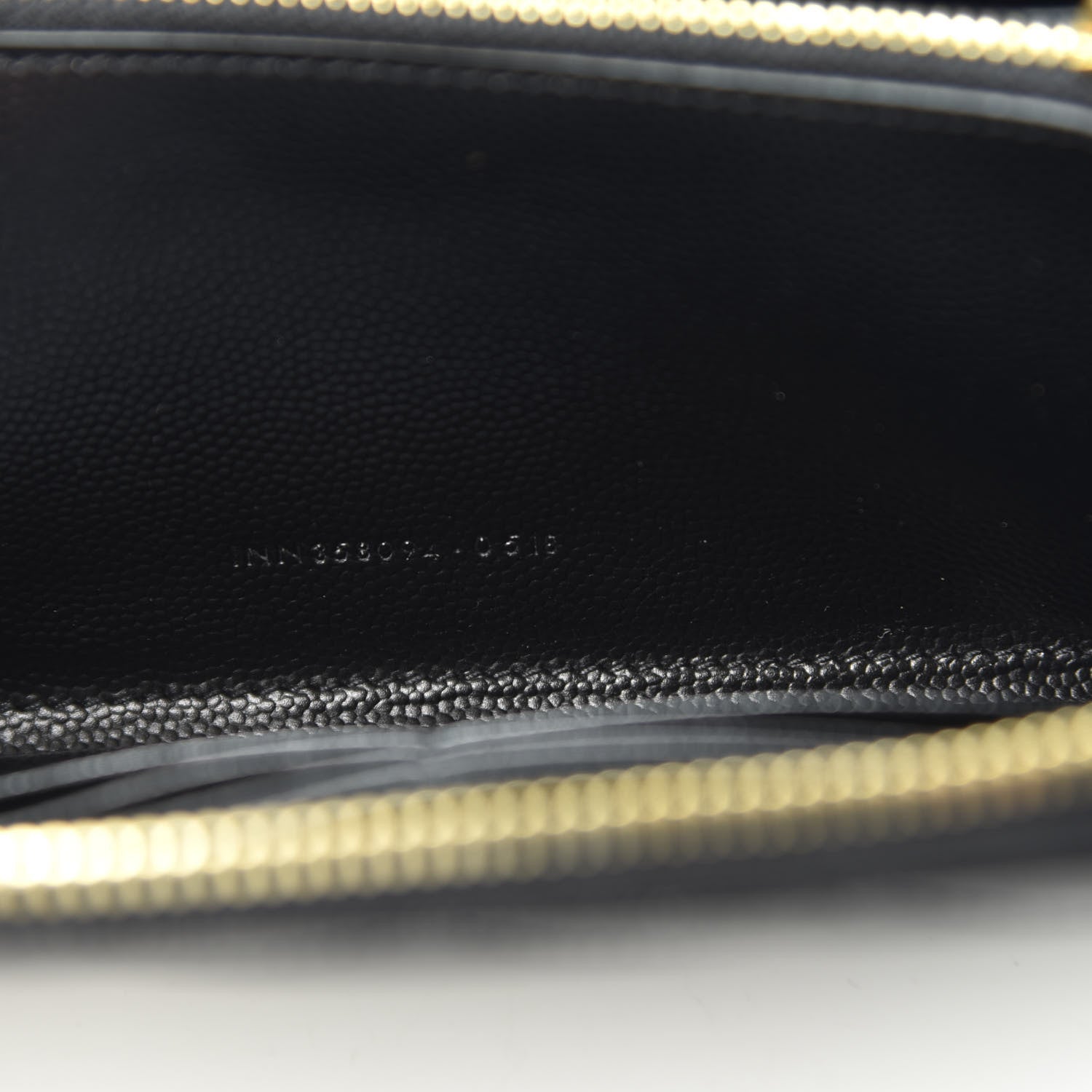 Saint Laurent Grain De Poudre Matelasse Chevron Monogram Zip Around Wallet Black 8 of 8