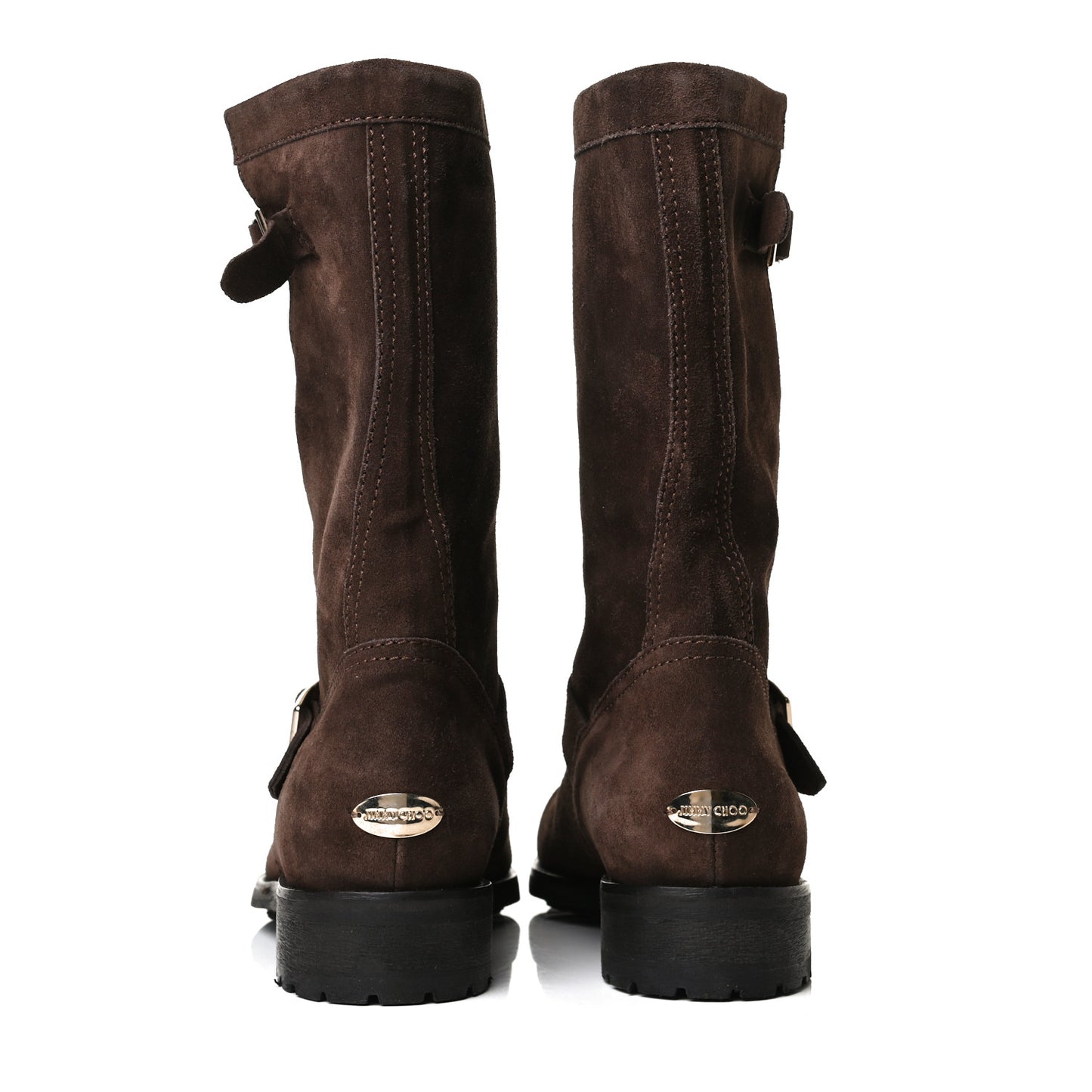Distressed Waxed Suede Biker Boots 37 Brown