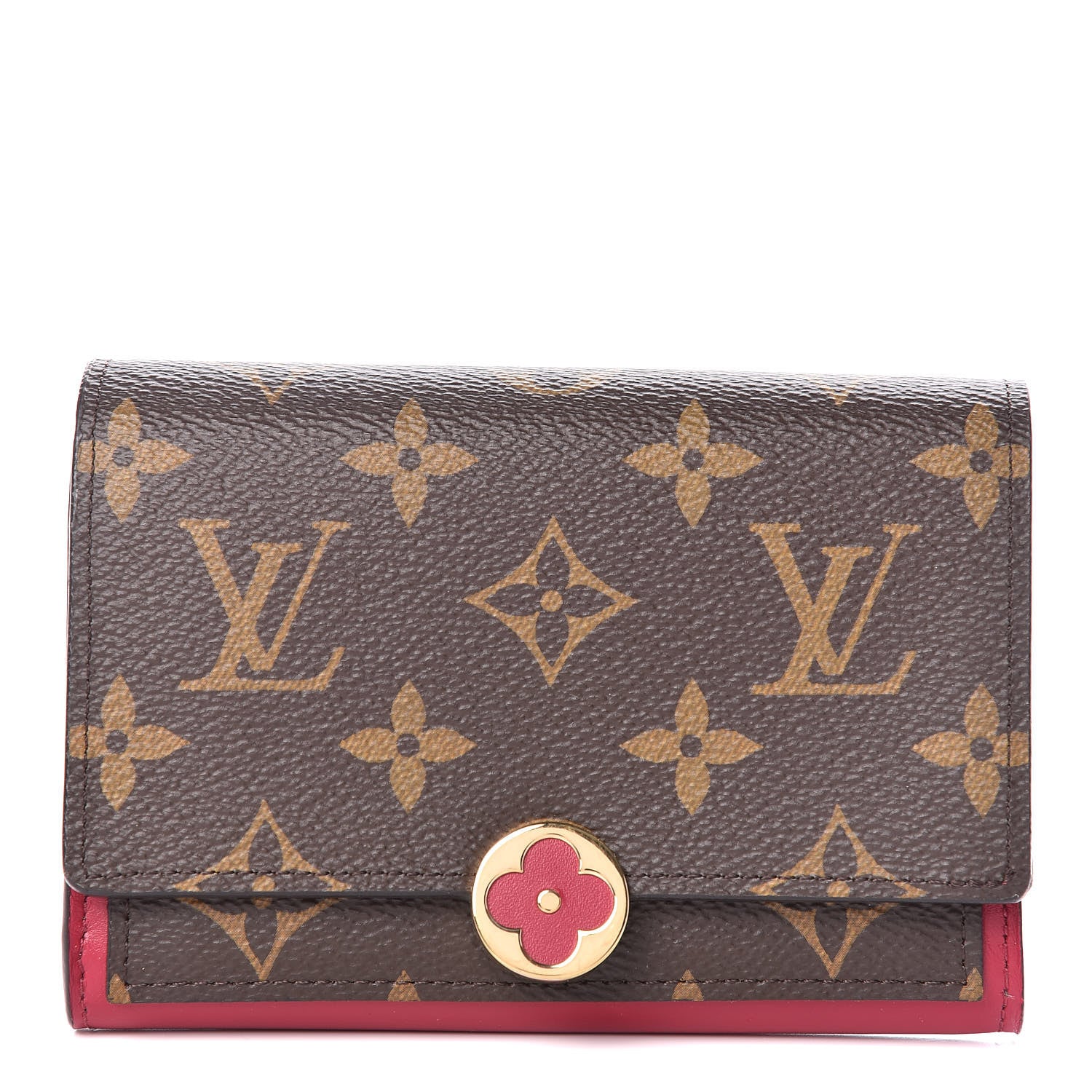 Louis Vuitton Monogram Flore Compact Wallet Fuchsia 1 of 8