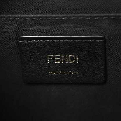 Fendi Glazed Fabric Vitello Century FF 1974 Stamp Patch Camera Case Mogano Panna Black 6 of 10