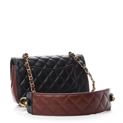 Chanel Calfskin Quilted Small Strap Into Flap Bag Black Brown 3 of 11
